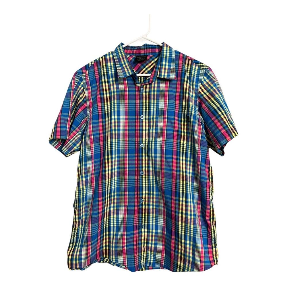 Oakley Plaid Button Front Shirt Men's Medium Multicolor Short Sleeve Casual